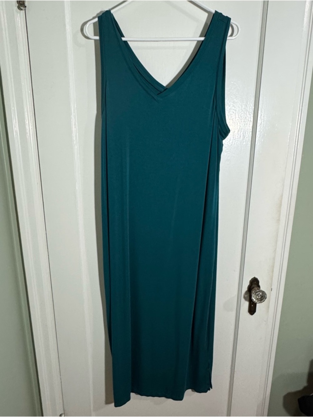 dip Teal V-Neck Sleeveless Maxi Dress
